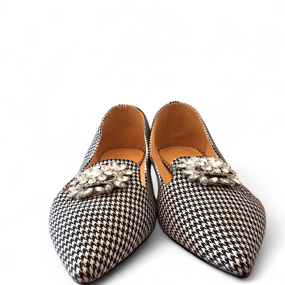Badgley Mischka American Glamour Houndstooth Crystal Embellished Flats Size 10 - Picture 6 of 11